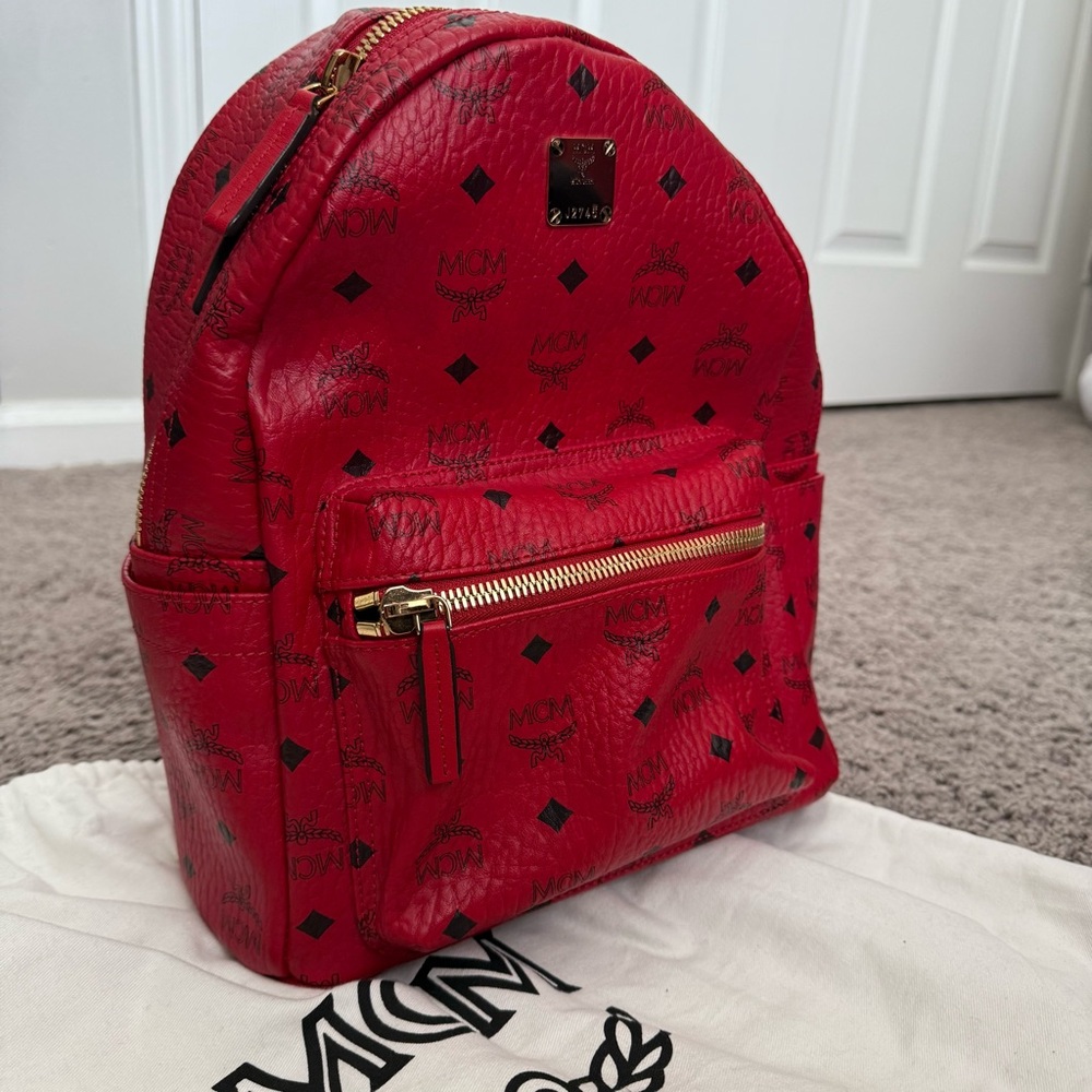 MCM red backpack